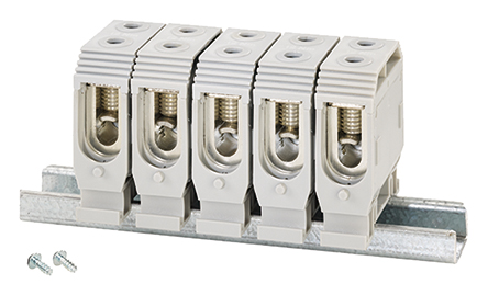 HENSEL DK Series Non-Fused Terminal Block, 5-Way, 16mm², 35 mm² Wire, 125A Screw