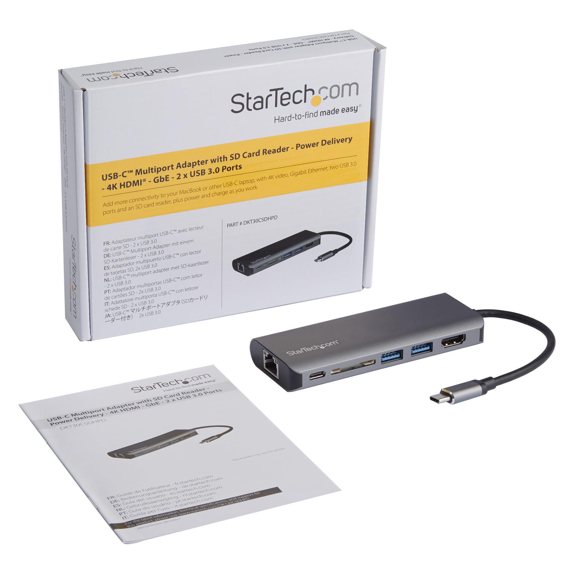 dkt30csdhpd StarTech.com  4096 x 2160 pixel USB C Docking Station USB 3.0 Portswith HDMI - 2 xUSB ports