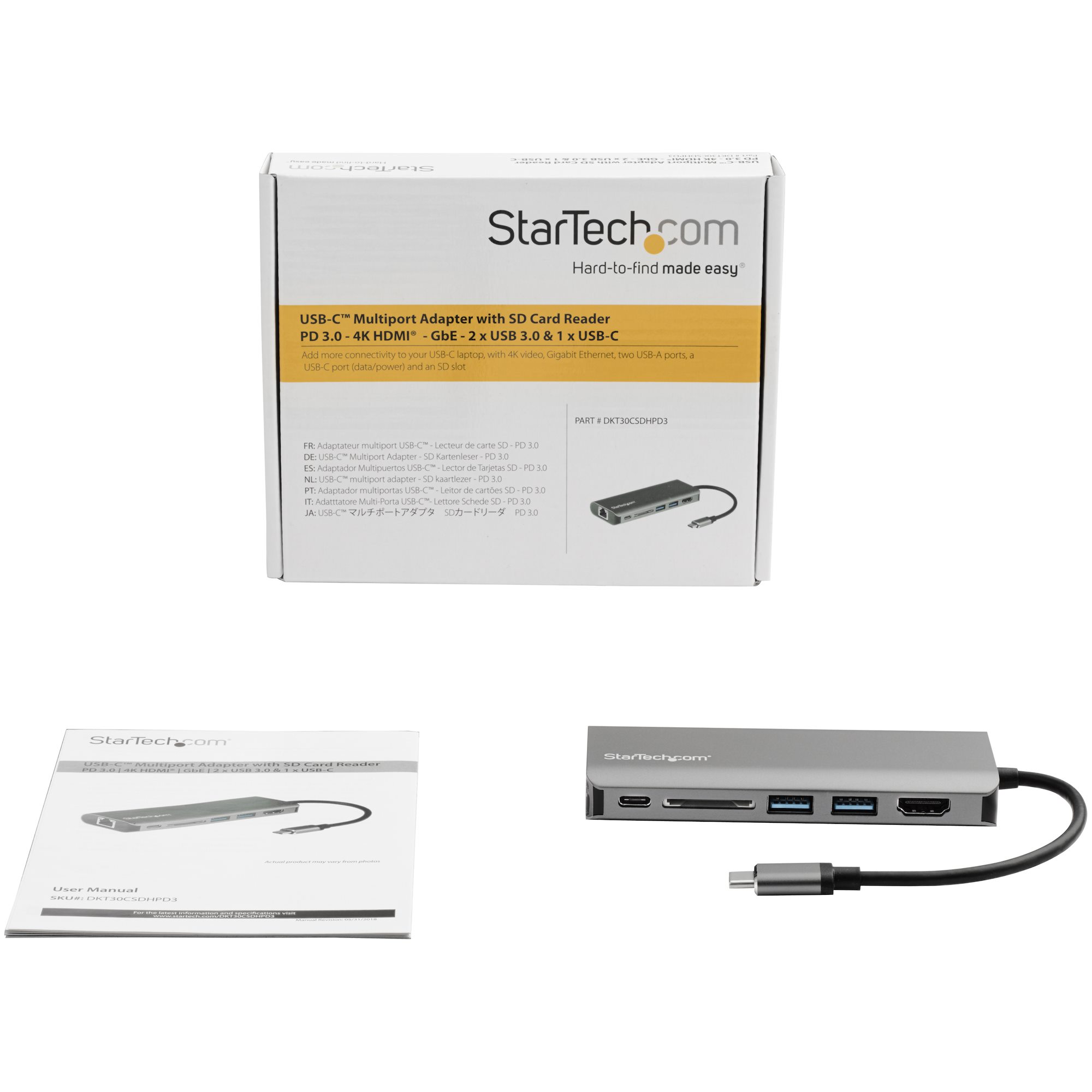 dkt30csdhpd3 StarTech.com  4096 x 2160 pixel USB C Docking Station USB 3.0 Portswith HDMI - 3 xUSB ports