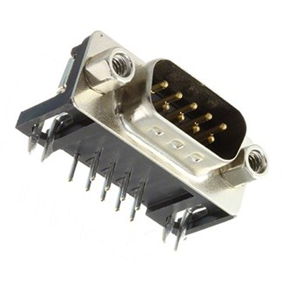 CONEC DLS1XP5 9 Way Angled Threaded D-Sub Connector Male