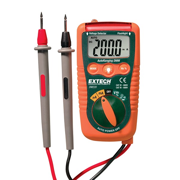 Extech DM220 Digital LCD Multimeter True RMS, 200 mA ac, 200 mA dc, 600 V ac