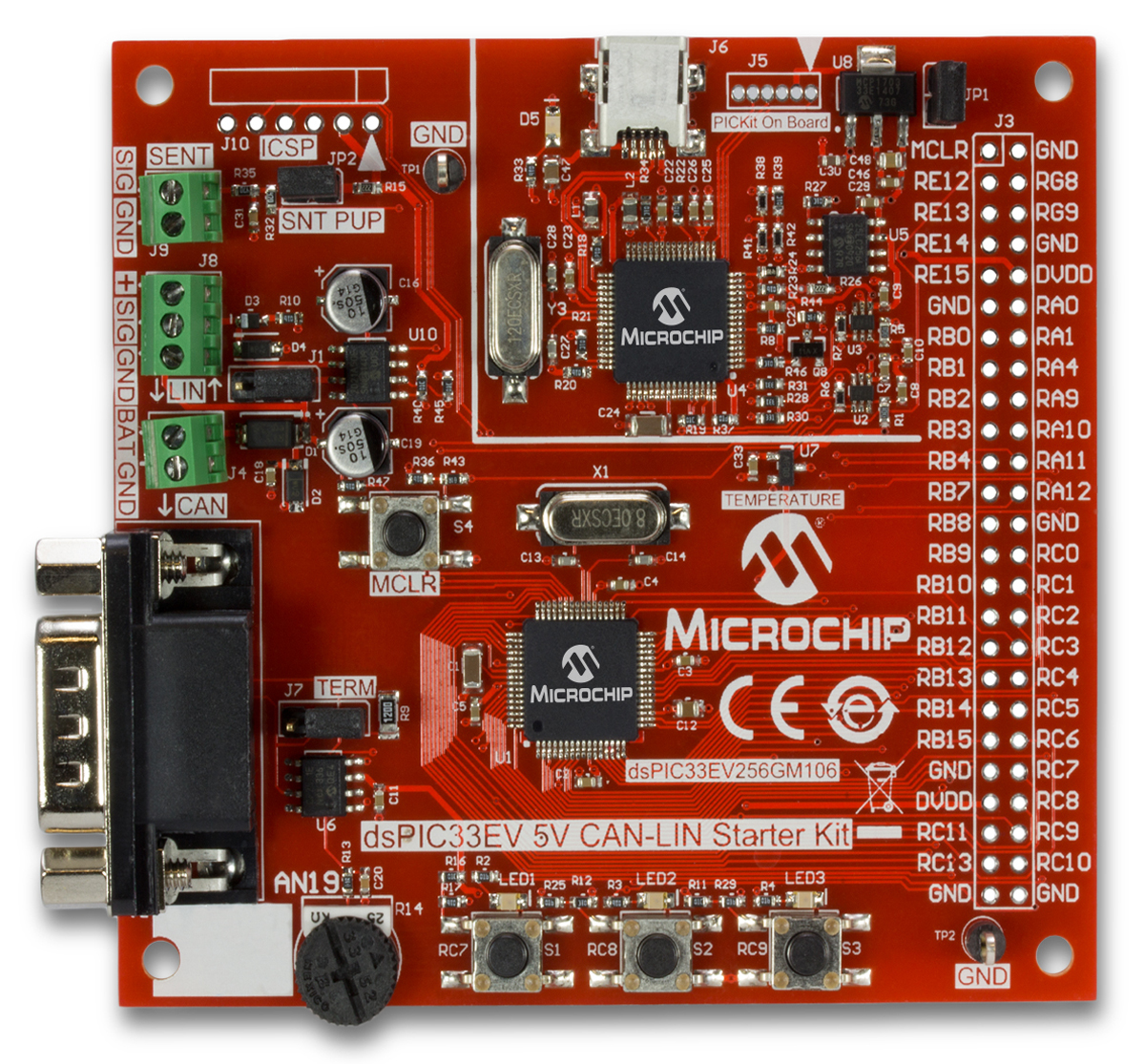 Microchip dsPIC33EV 5V CAN-LIN STARTER KIT Motor Control Development Kit DM330018