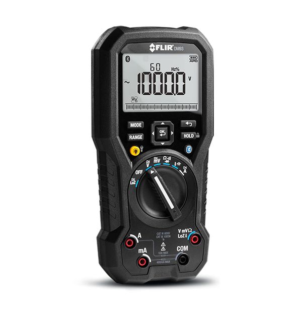FLIR DM93-2 Handheld Multimeter True RMS, 10 A ac, 10 A dc, 1 kV ac 1 kV dc, RSCAL
