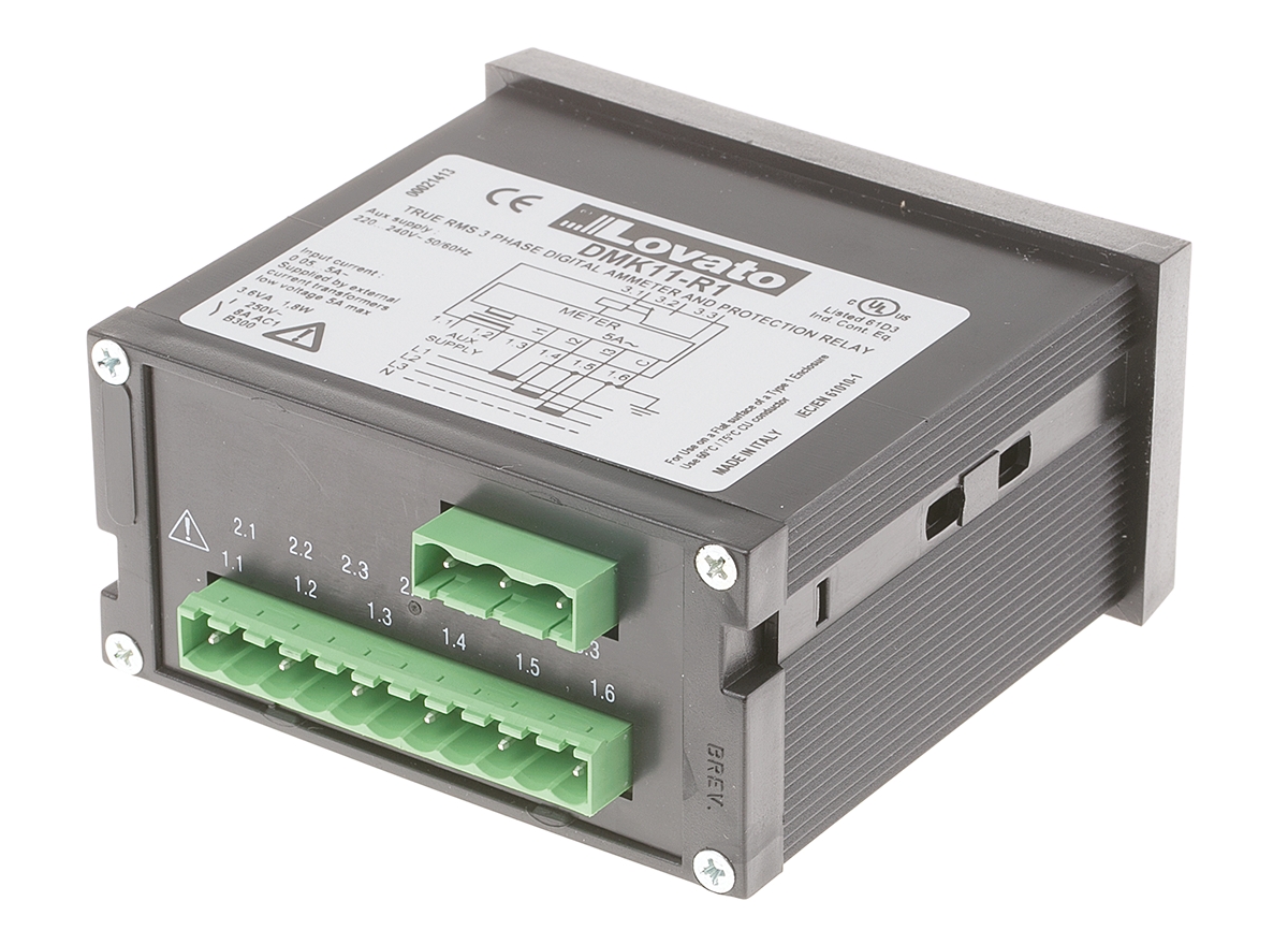 dmk11r1 Lovato DMK Digital Ammeter 5 A AC, 45 mm x 91 mm, ±0.5 %