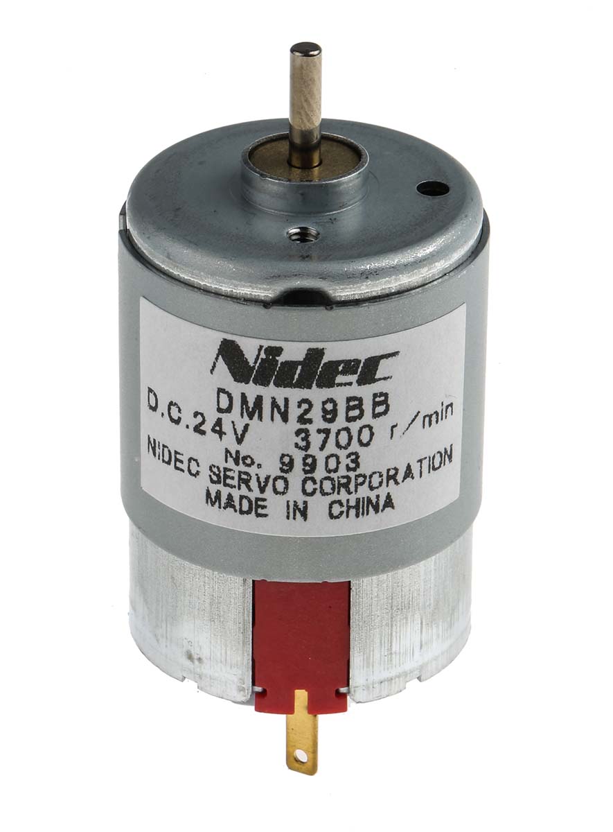 dmn29bb NIDEC ADVANCED MOTOR Brushed DC Motor, 3 W, 24V dc, 7.8 mNm, 3700rpm, 2.5 mm Shaft Diameter