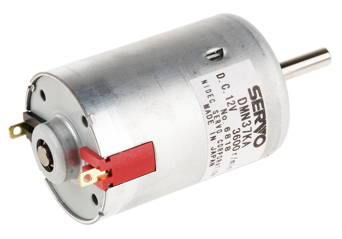 dmn37ka NIDEC ADVANCED MOTOR Brushed DC Motor, 9.2 W, 12V dc, 24.5 mNm, 3600rpm, 5 mm Shaft Diameter