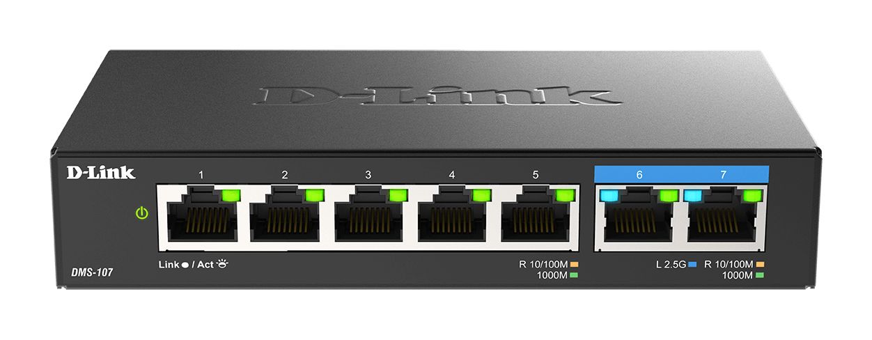 D-Link 7-Port Multi-Gigabit Unmanaged Switch Unmanaged 7 Port Network Switch