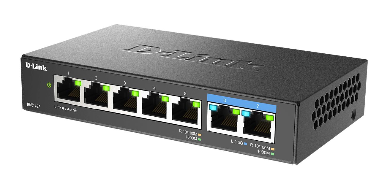 dms-107e D-Link 7-Port Multi-Gigabit Unmanaged Switch Unmanaged 7 Port Network Switch