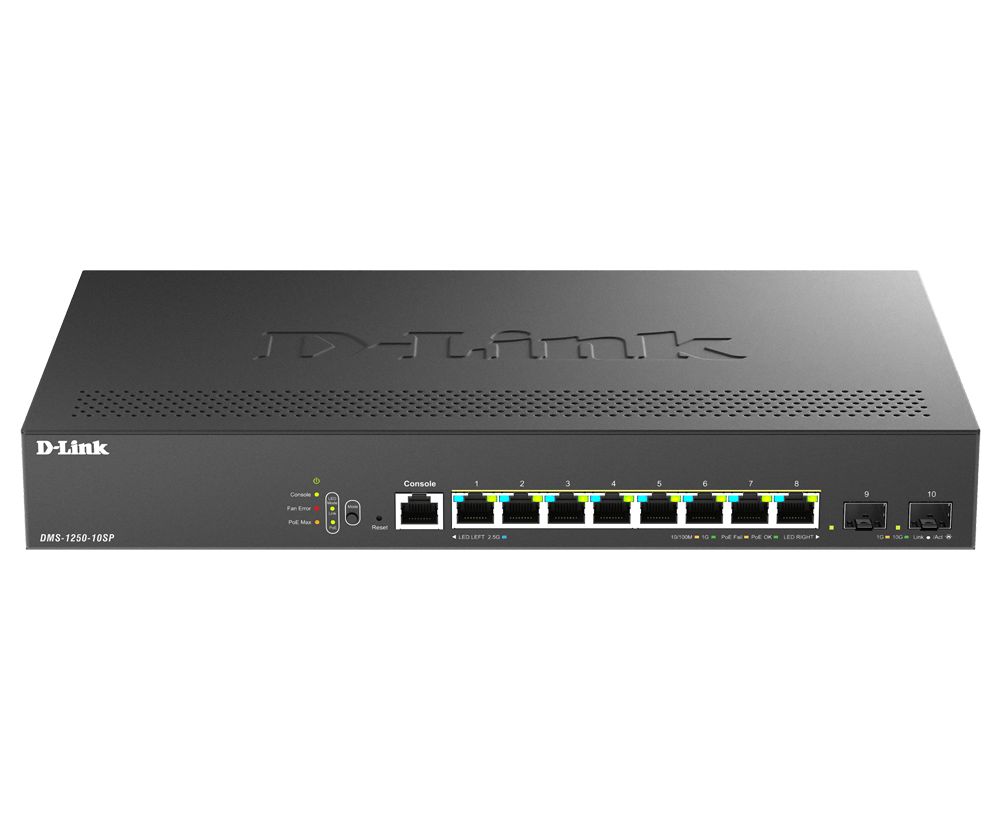 D-Link Multi-Gigabit Smart Managed PoE+ Switch with 2 x 10G SFP+ ports Multi-Gigabit Smart Managed Switch 10 Port