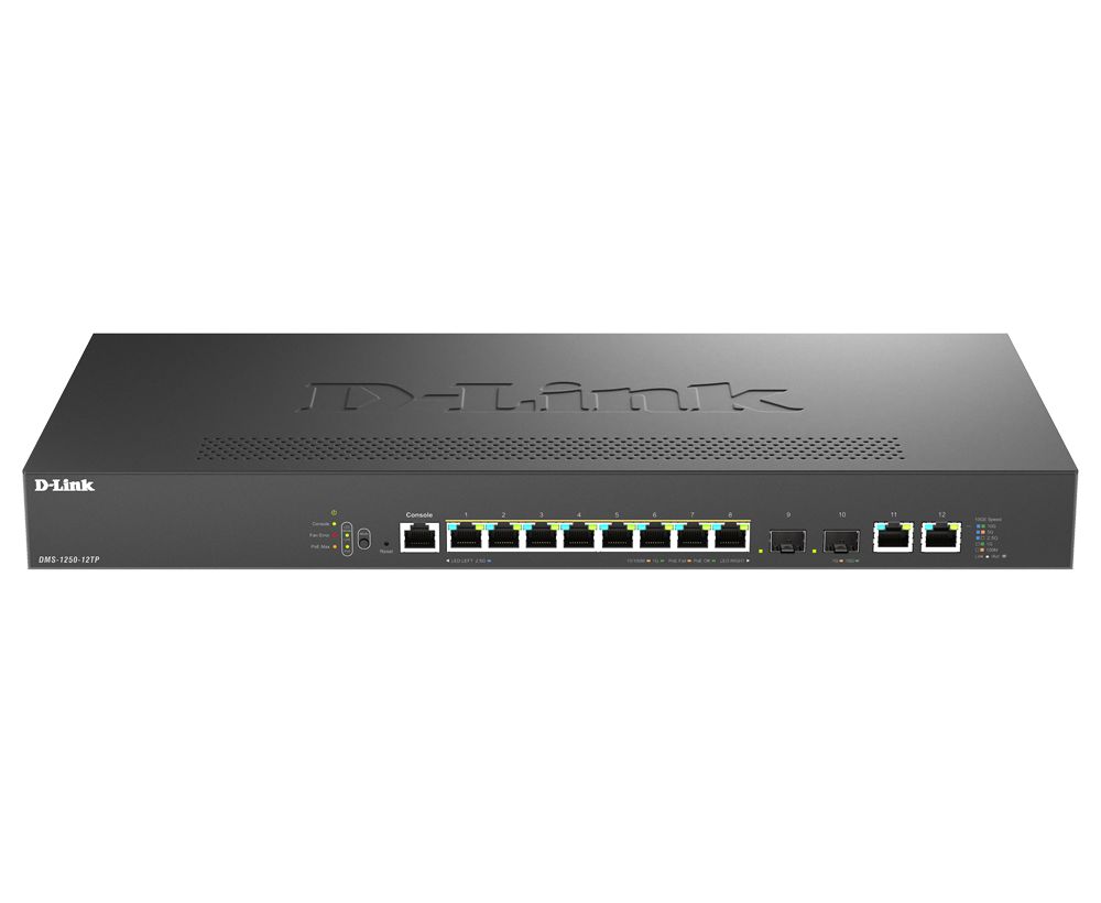 D-Link Multi-Gigabit Smart Managed PoE+ Switch with 2 x 10GBASE-T and 2 x SFP+ ports Multi-Gigabit Smart Managed Switch