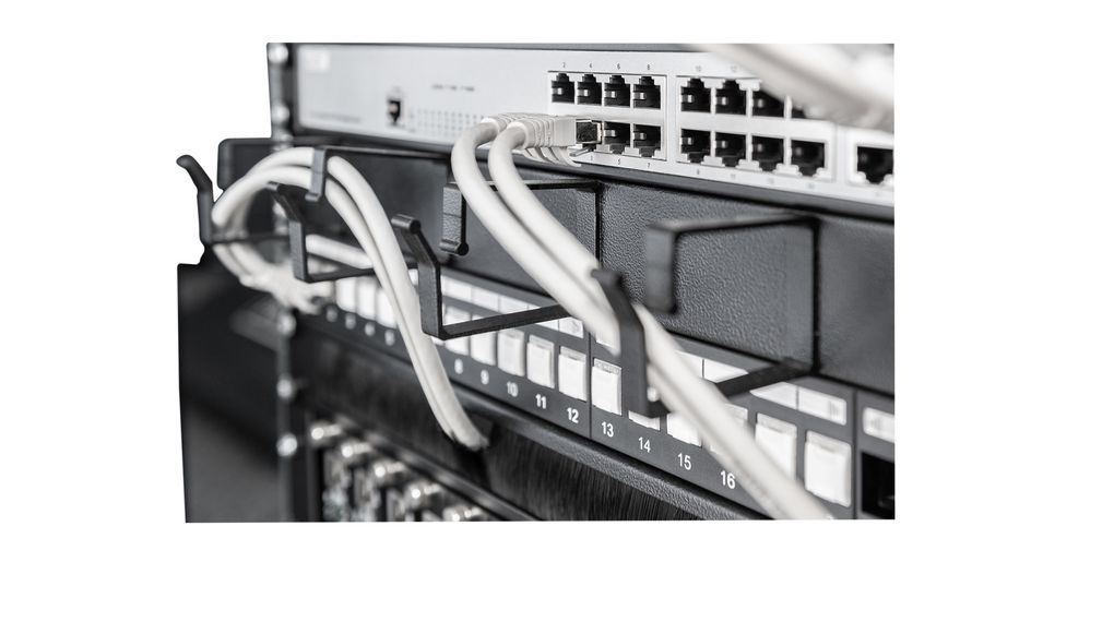 dn-97602 Digitus Black Steel Cable Management Panel, 1 U 483 mm