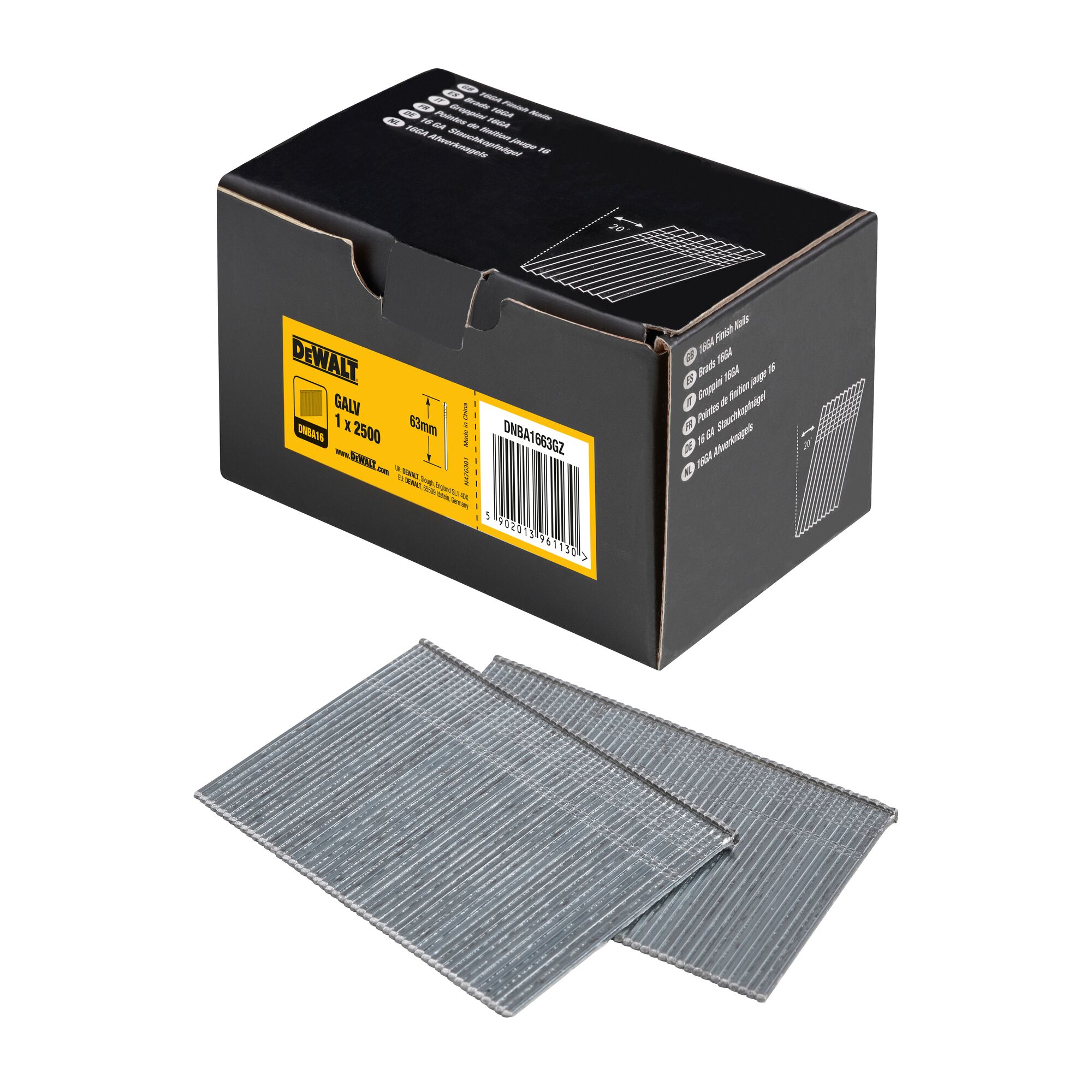 DeWALT Galvanised Steel Nail; 63 mm x 1.6 mm;