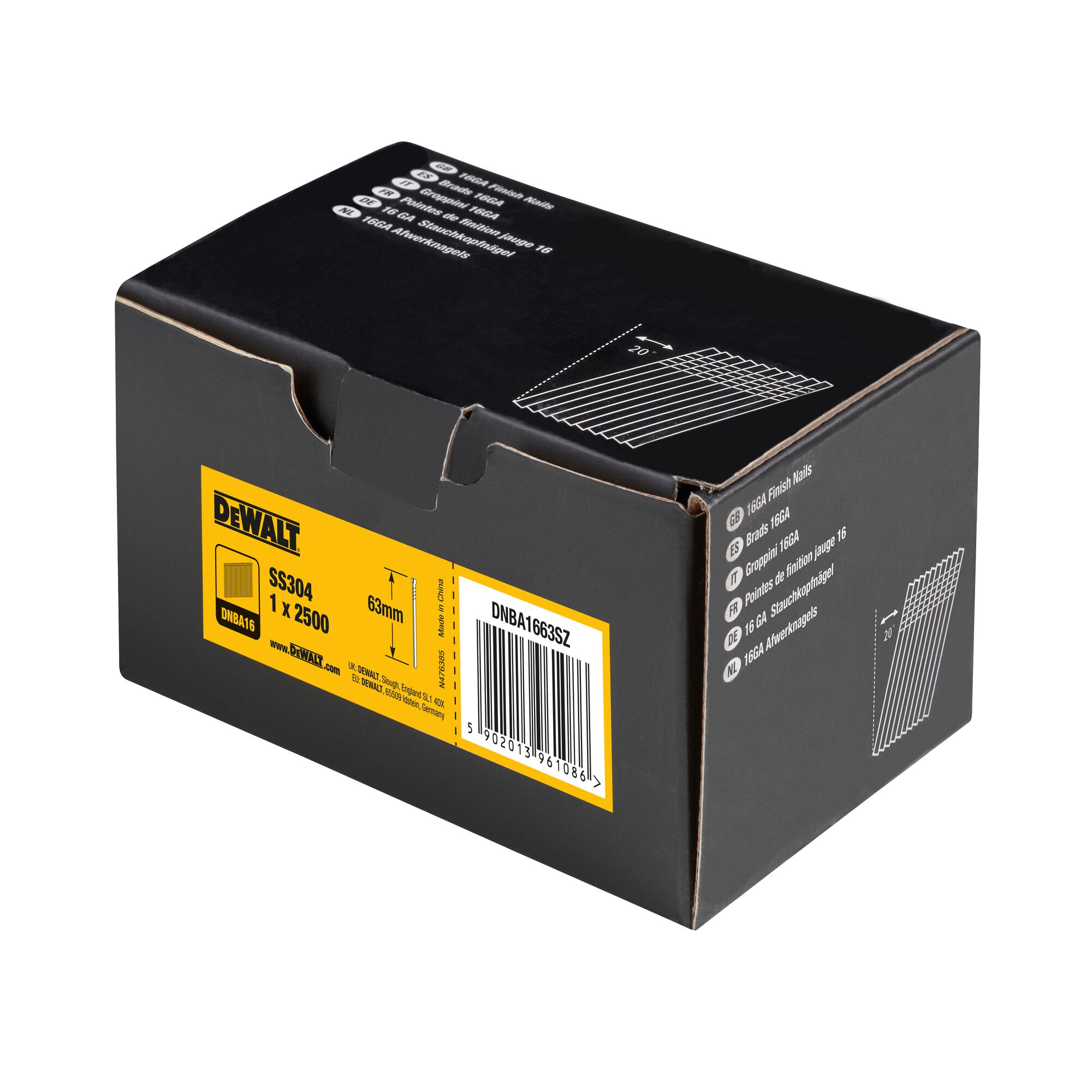 DeWALT Galvanised Steel Nail; 63 mm x 1.6 mm;