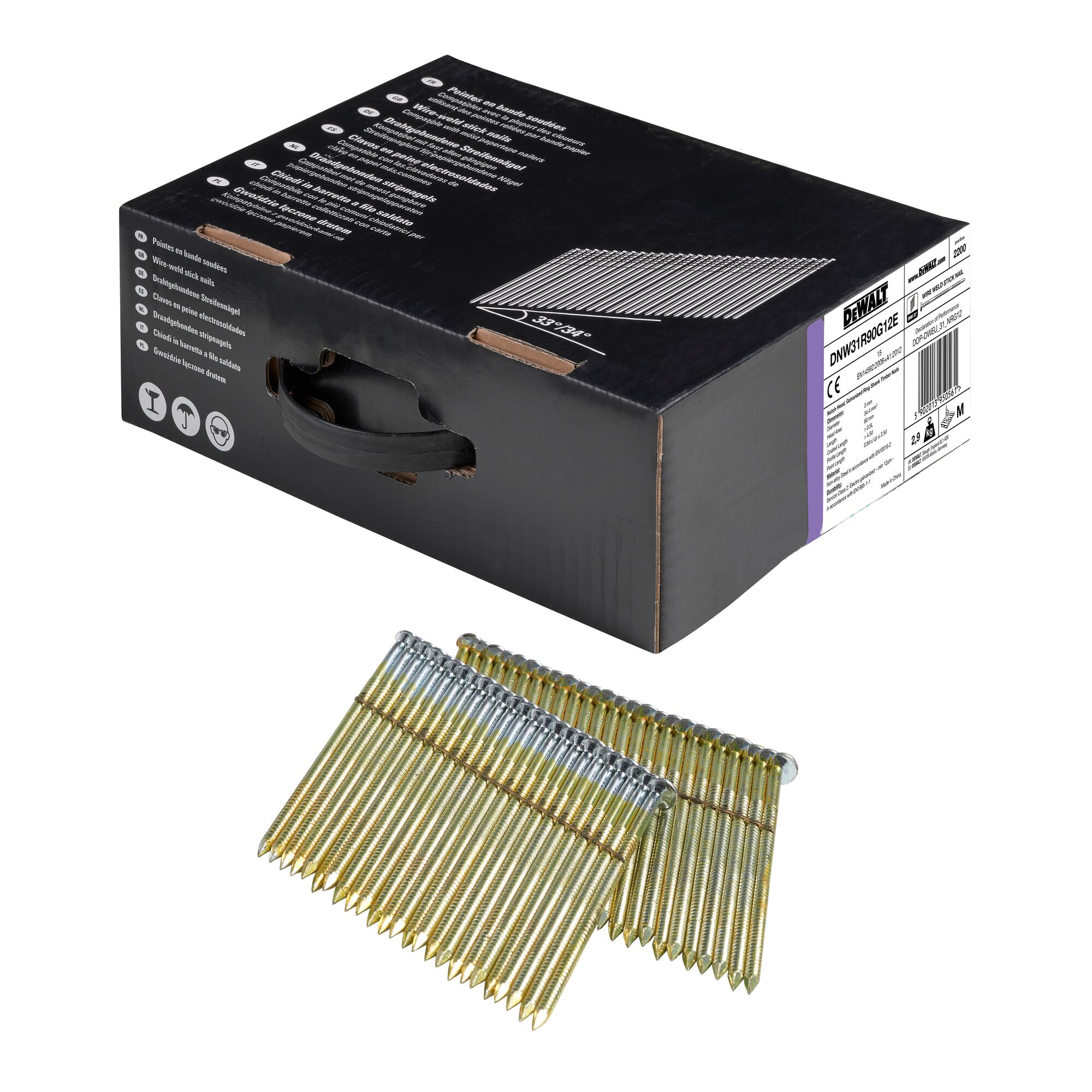 DeWALT Galvanised Nail; 90 mm x 3.1 mm;