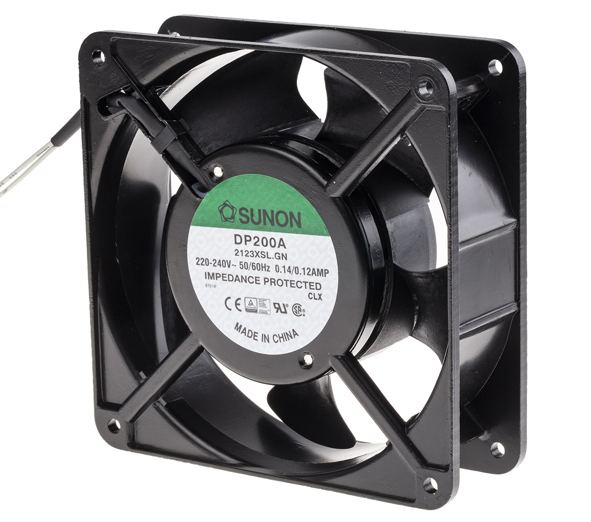 Sunon DP Series Axial Fan, 230V ac, 161.4 m³/h, 21 W, 120 mA Max 120 mm, 120mm, 38 mm