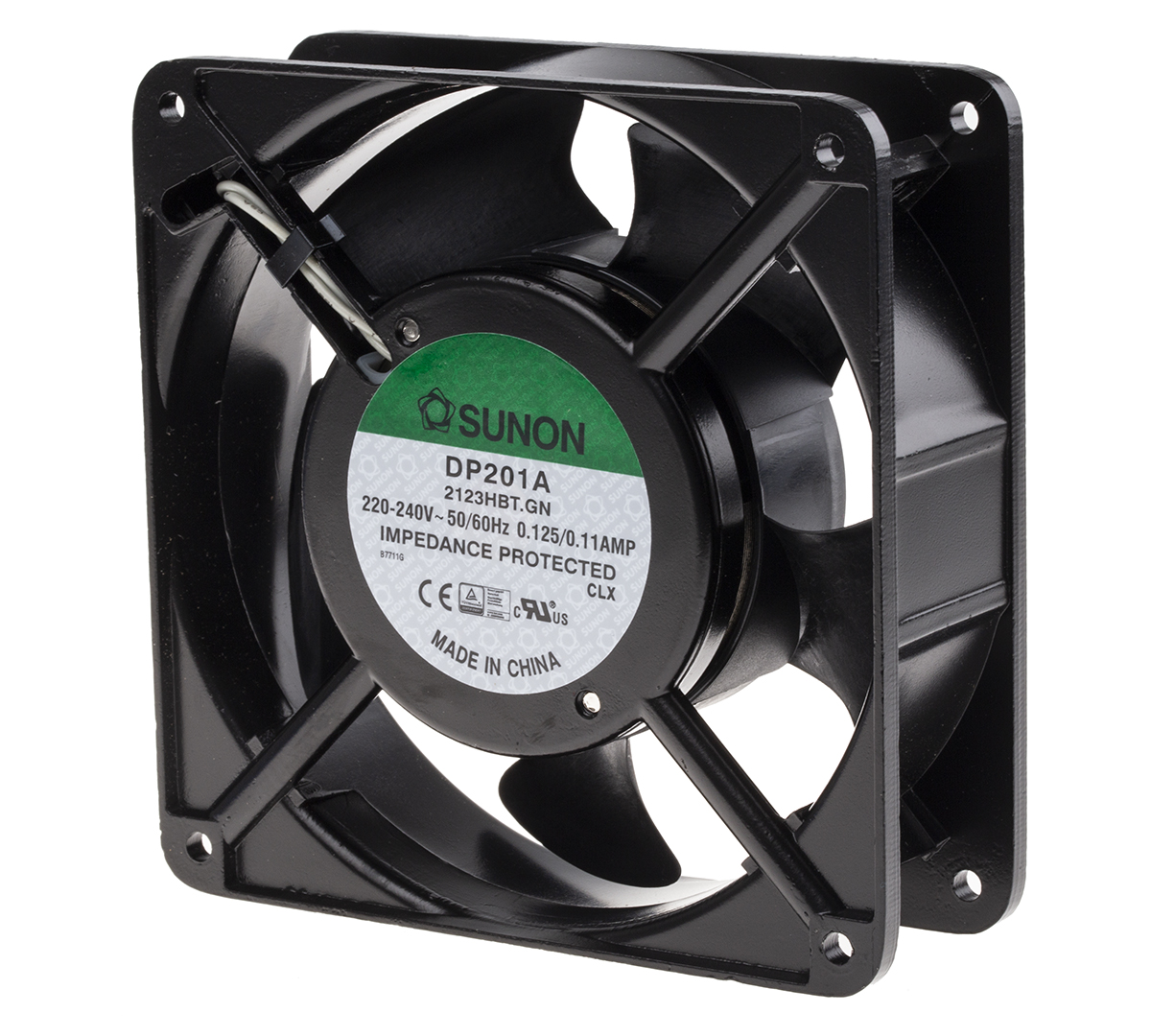 Sunon DP201 Series Axial Fan, 230V ac, 147.8 m³/h, 20 W, 125 mA Max 119 mm, 119mm, 38.5 mm