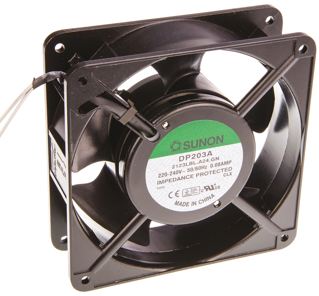 Sunon DP Series Axial Fan, 230V ac, 122.4 m³/h, 10 W, 60 mA Max 120 mm, 120mm, 38 mm