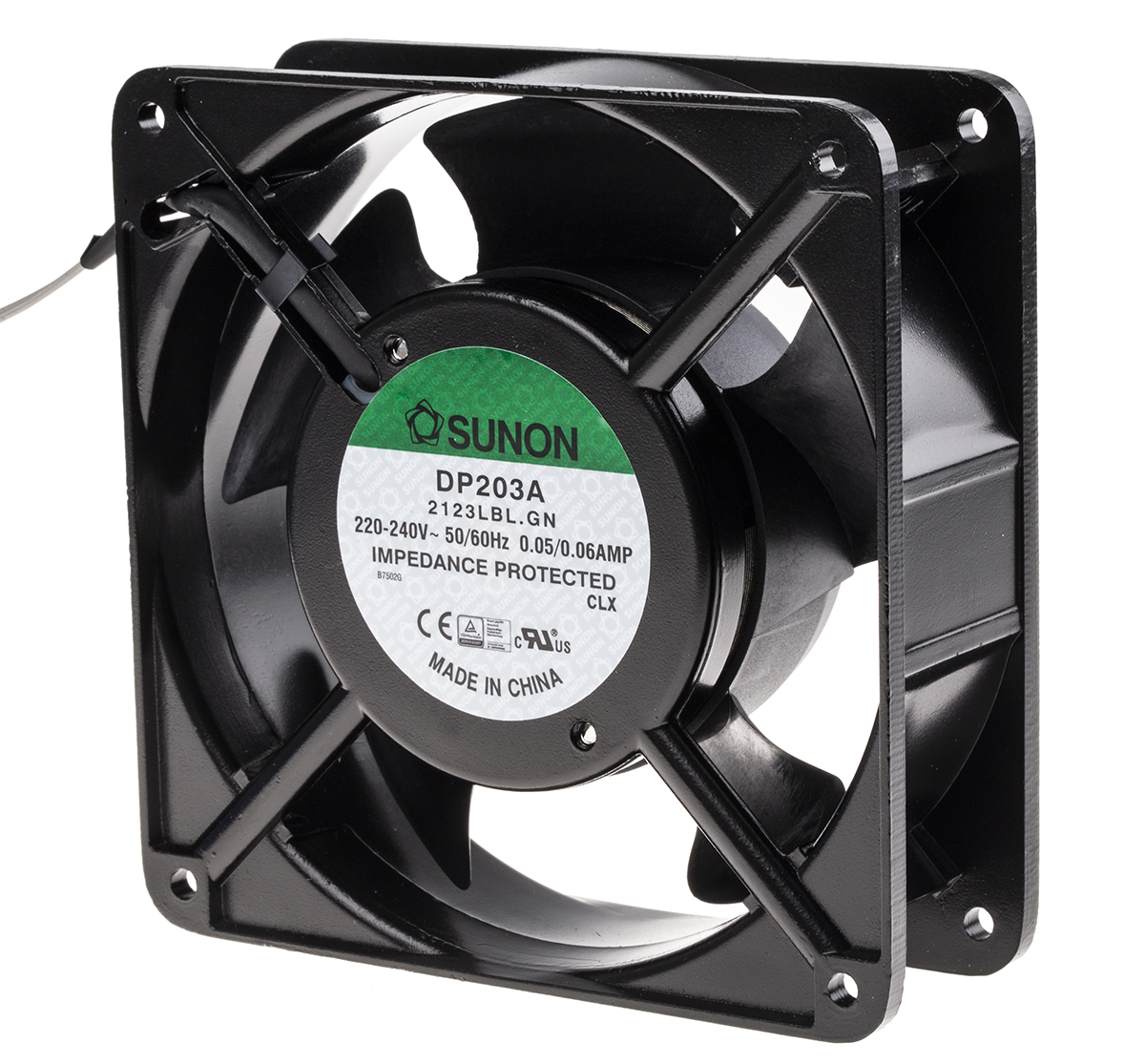Sunon DP Series Axial Fan, 230V ac, 132.5 m³/h, 10 W, 50 mA Max 120 mm, 120mm, 38 mm