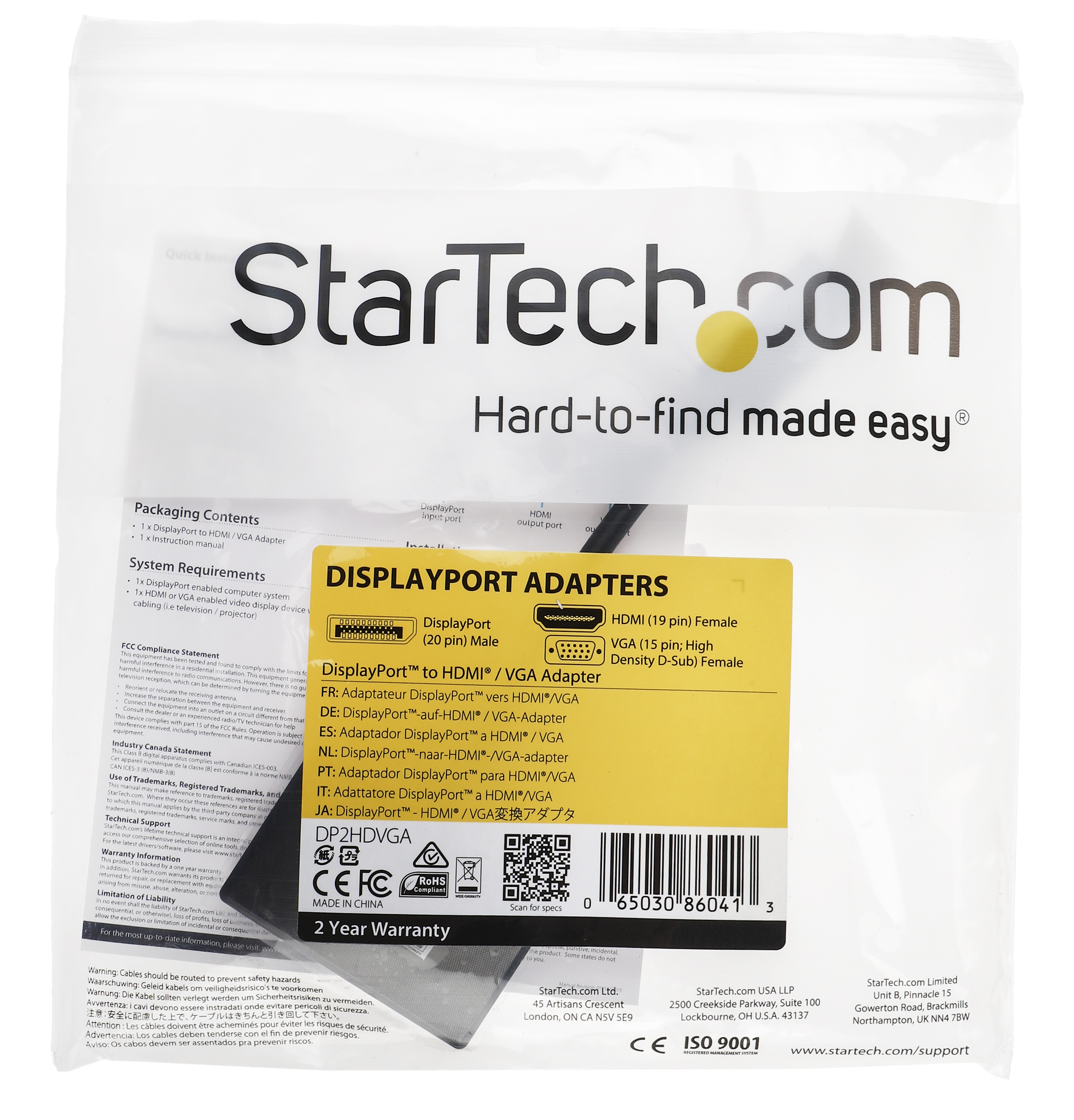 dp2hdvga StarTech.com  2 port DisplayPort to VGA, HDMI  Adapter 150 mm Length 1920 x 1200 pixel Maximum Resolution