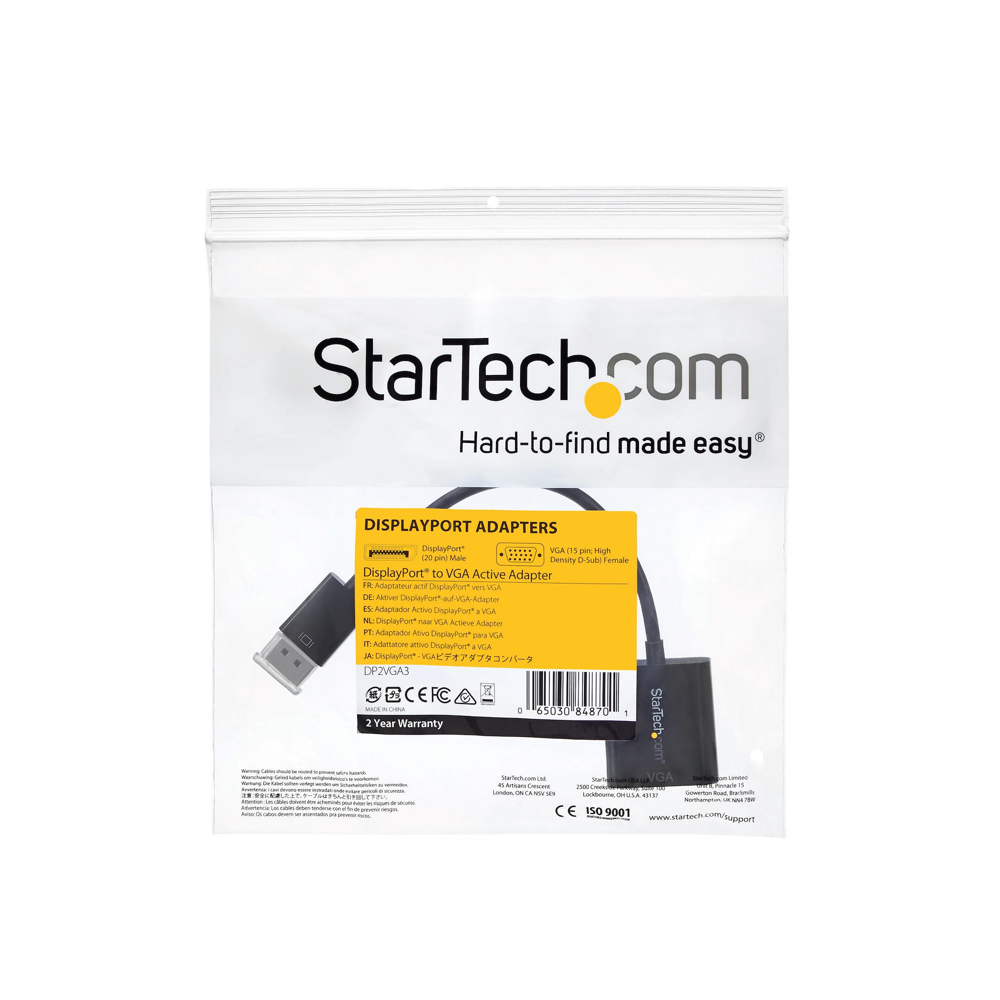 dp2vga3 StarTech.com  1 port DisplayPort to VGA  Adapter 100 mm Length 1920 x 1200 pixel Maximum Resolution