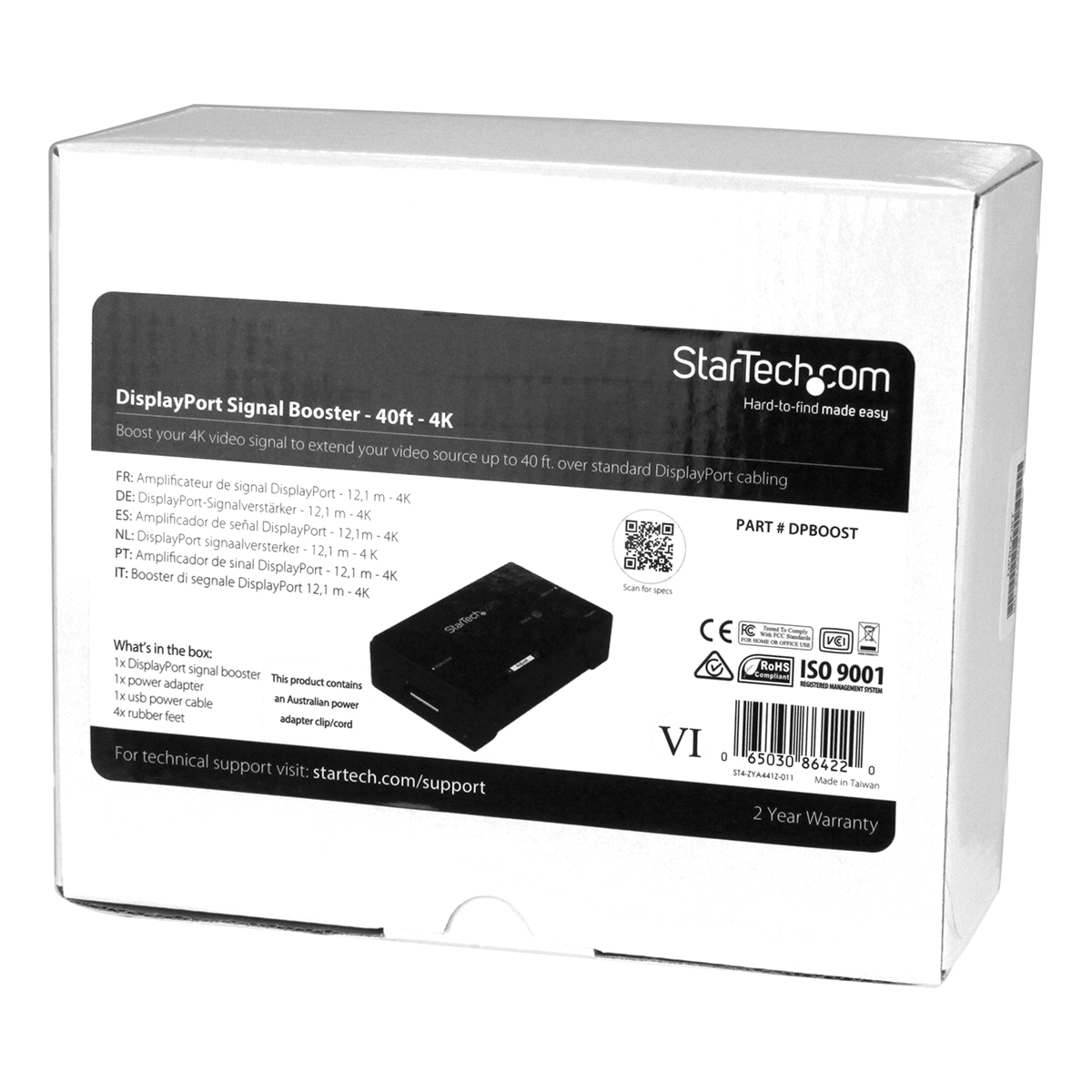 dpboost StarTech.com 1 Port DisplayPort over DP 7.1 Surround Sound Audio DP Extender 20 m, 2560 x 1600 pixel Maximum Resolution