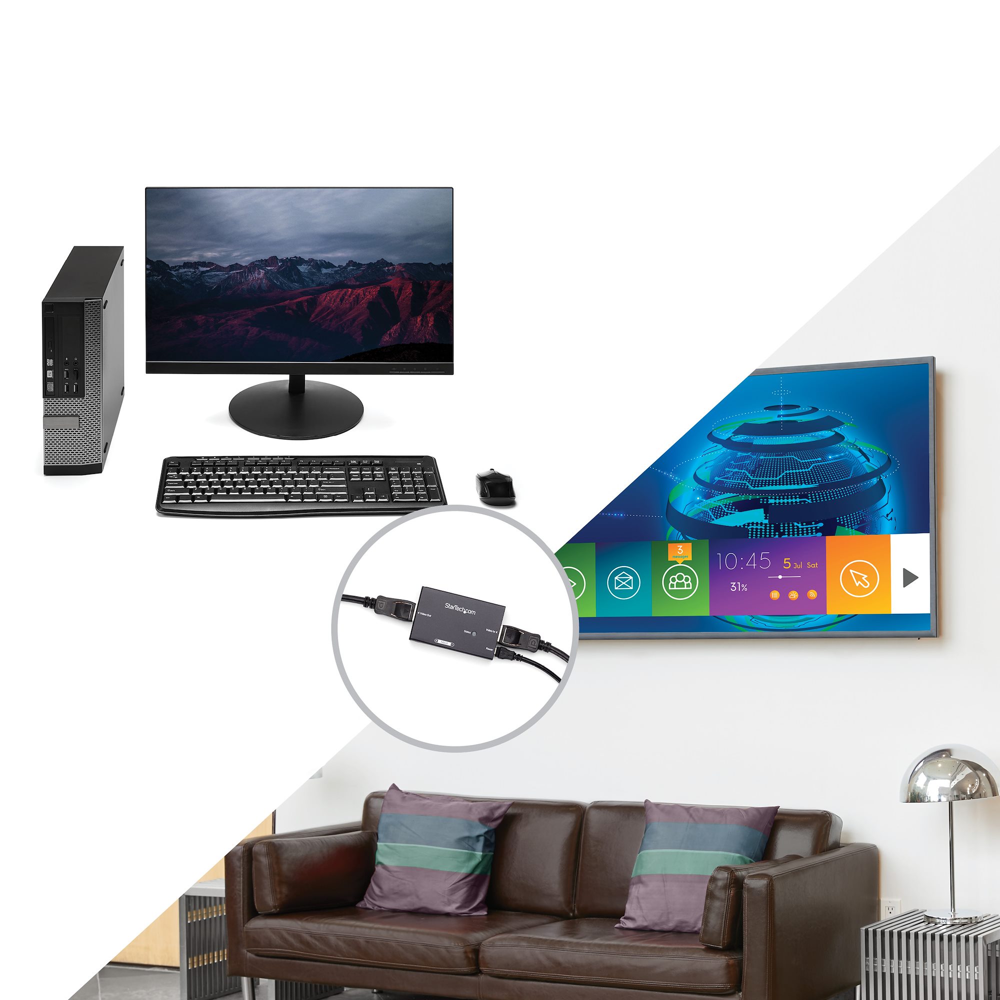 dpboost StarTech.com 1 Port DisplayPort over DP 7.1 Surround Sound Audio DP Extender 20 m, 2560 x 1600 pixel Maximum Resolution