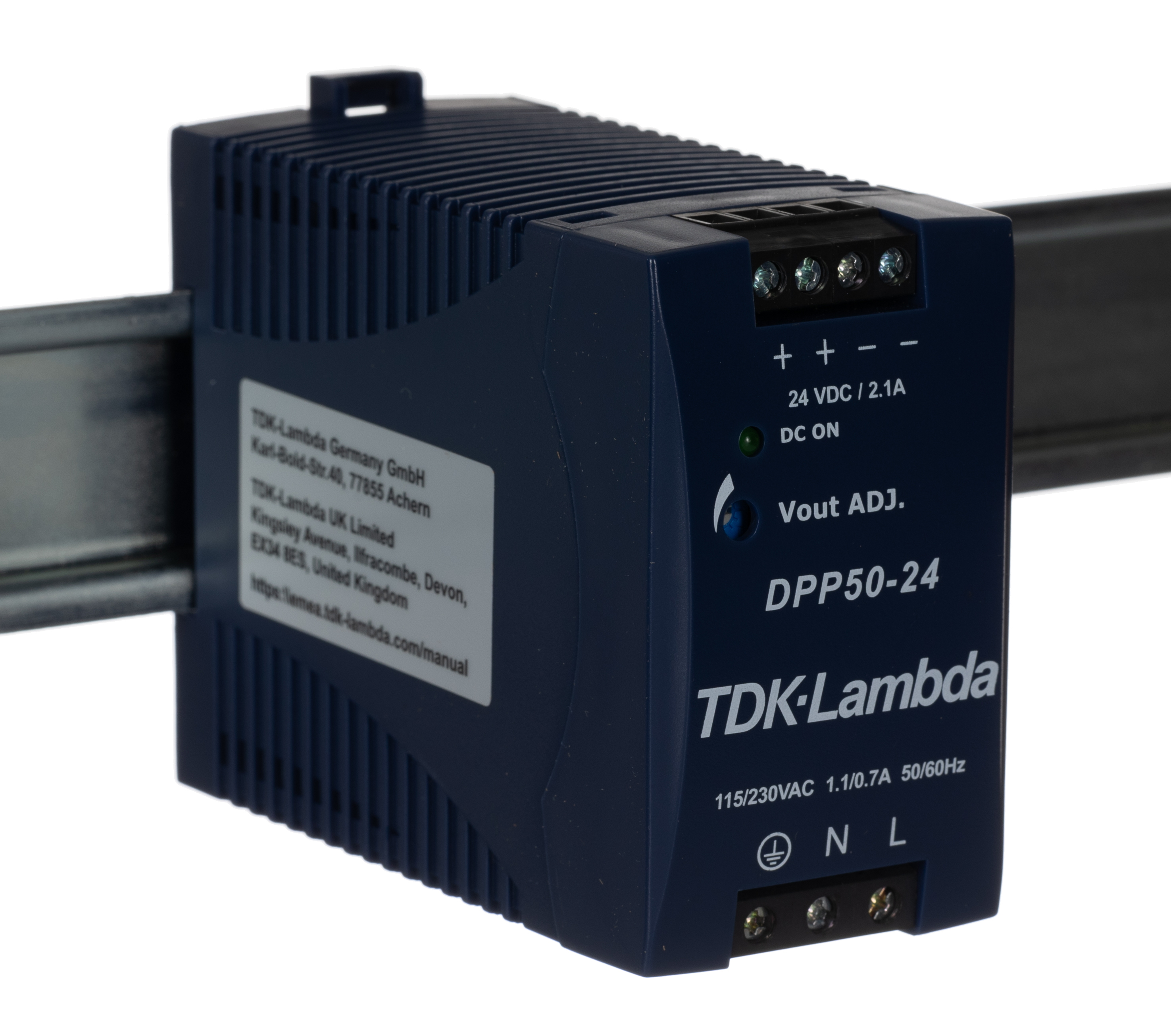 TDK-Lambda DPP Switched Mode DIN Rail Power Supply 264V ac AC/DC Input 24V dc, 2.1 A Output DC 50 W