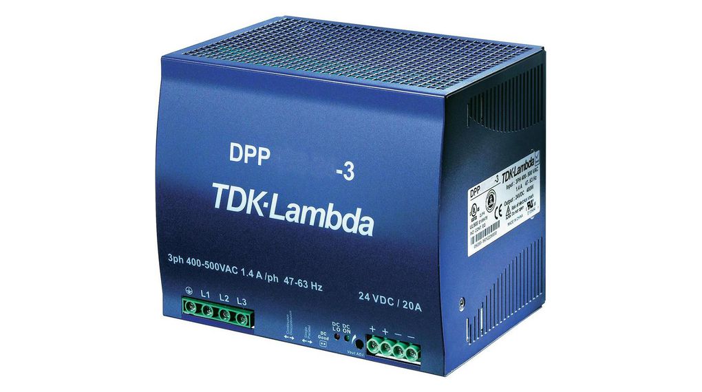 TDK-Lambda DPP120-960 DIN Rail DIN Rail Power Supply 575V ac/dc AC/DC Input 24V, 40 A Output DC 960 W