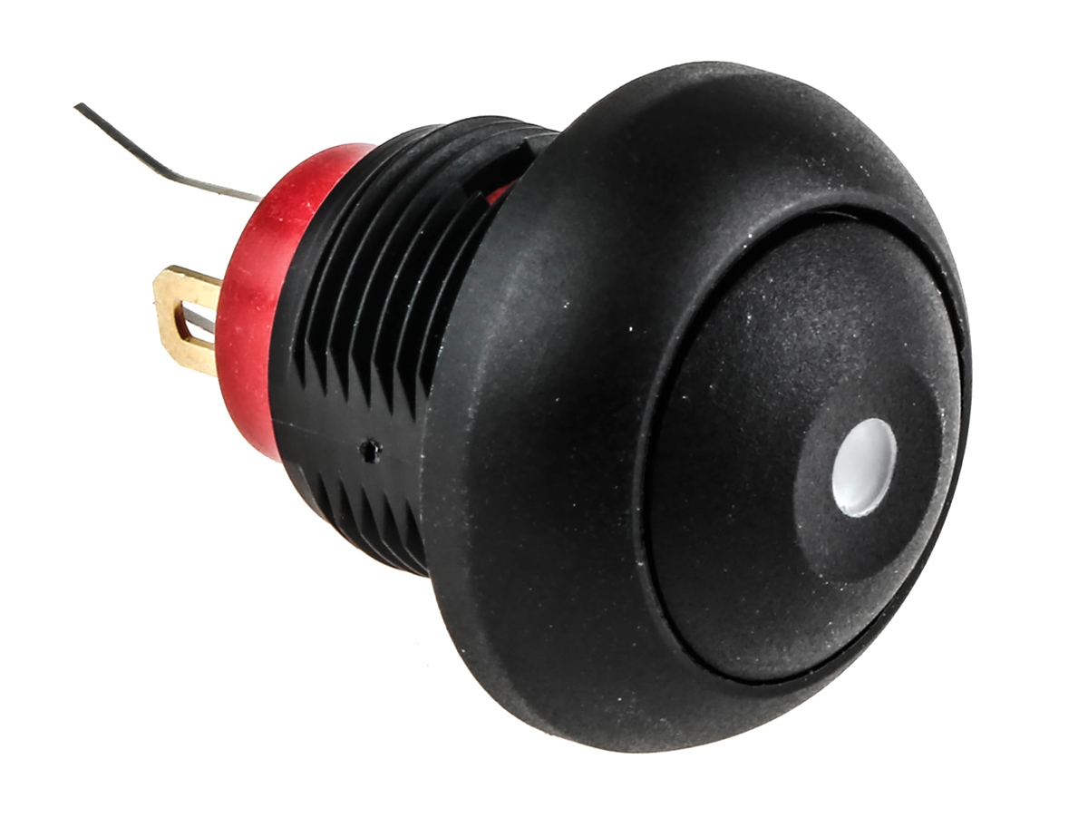 KNITTER-SWITCH DPWL Series Illuminated Miniature Push Button Switch, Momentary, Panel, 12.9 mm Cutout, SPST, Green LED,