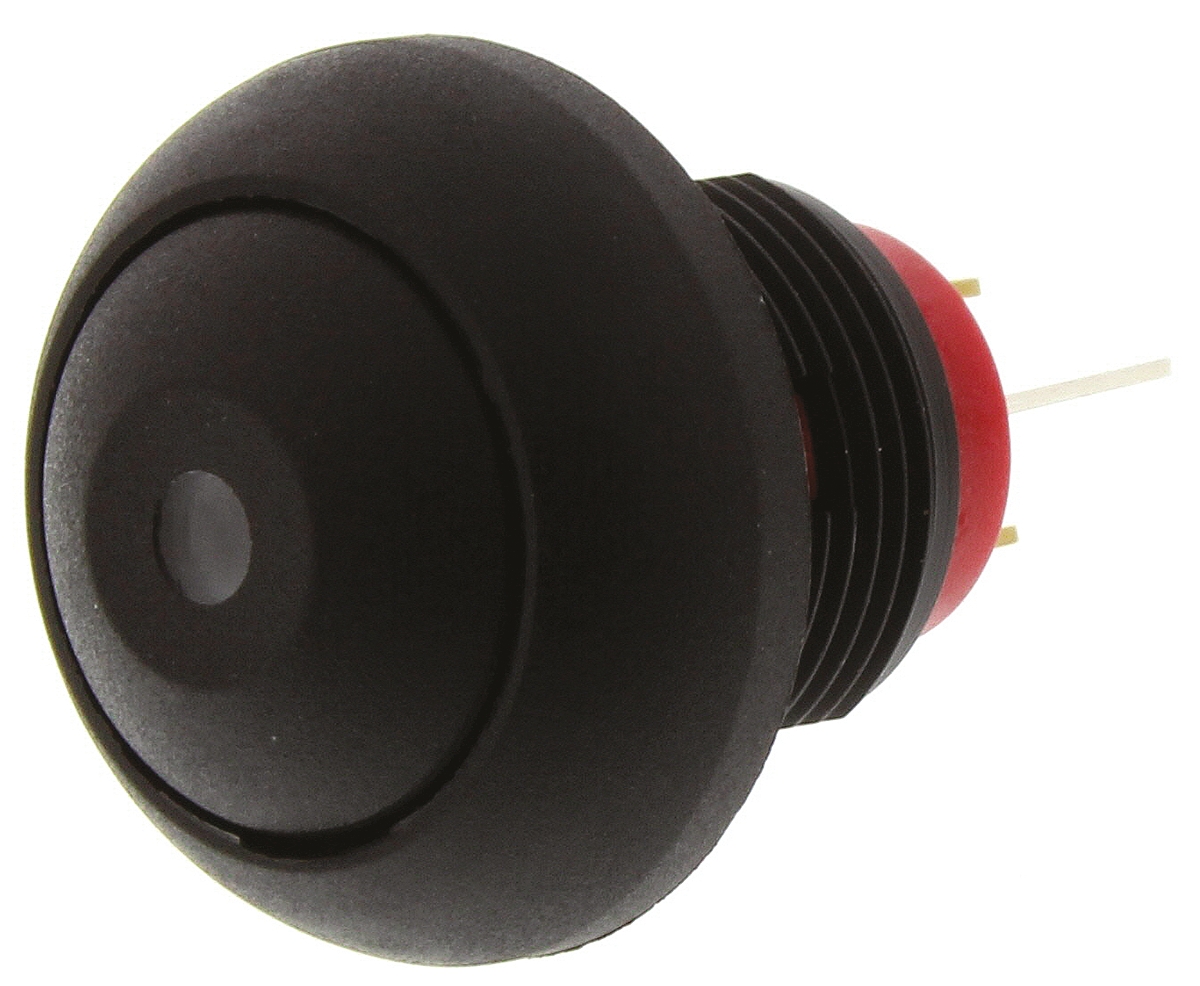 KNITTER-SWITCH DPWL Series Illuminated Miniature Push Button Switch, Momentary, Panel, 12.9 mm Cutout, SPST, Yellow LED,