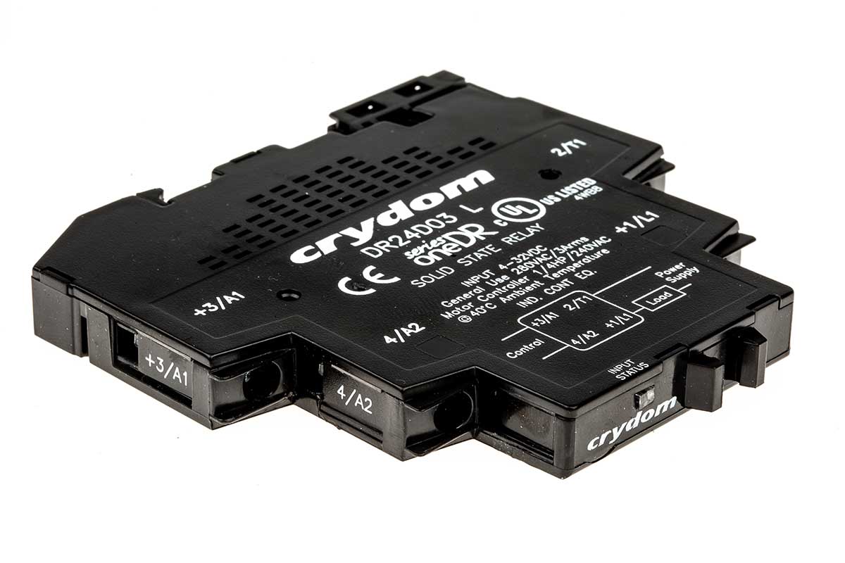 dr24d03 Sensata / Crydom DR24D03 Solid State Interface Relay 48V ac, 600 V ac DIN Rail Screw