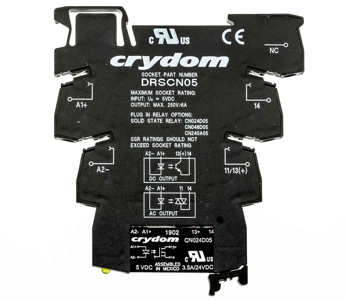 Sensata / Crydom DRA Solid State Interface Relay, Control:12V dc DIN Rail Screw