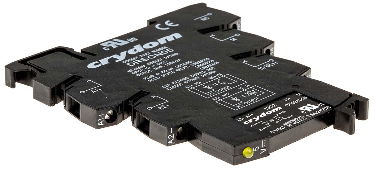 dra-cn024d05 Sensata / Crydom DRA Solid State Interface Relay, Control:12V dc DIN Rail Screw