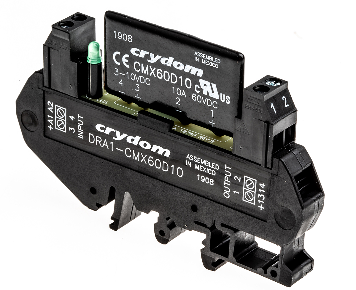 Sensata / Crydom DRA1 CMX Solid State Interface Relay, Control:10V dc DIN Rail Screw