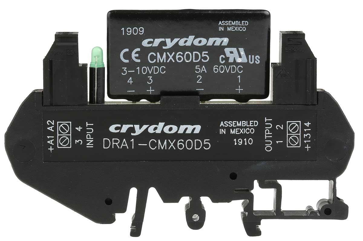dra1-cmx60d5 Sensata / Crydom DRA1 CMX Solid State Interface Relay, Control:10V dc DIN Rail Screw