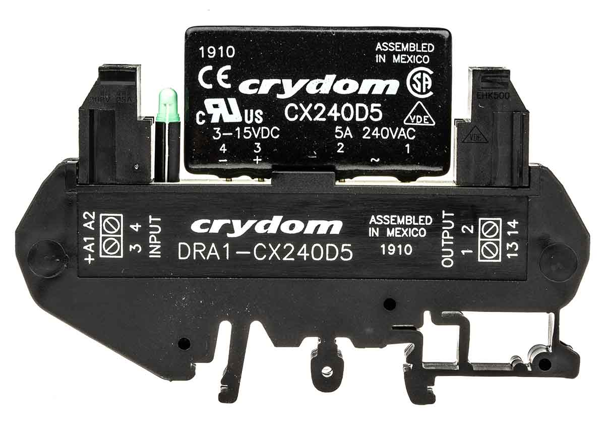 Sensata / Crydom DRA1-CX Solid State Interface Relay 380V ac DIN Rail Screw