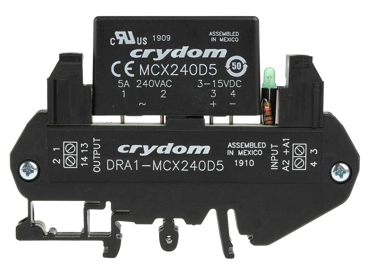 dra1-mcx240d5 Sensata / Crydom DRA1-MCX Solid State Interface Relay 530V ac DIN Rail Screw