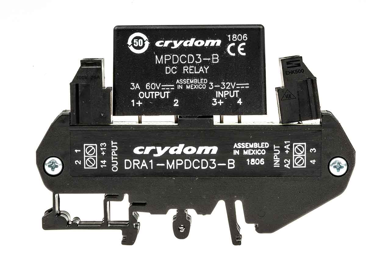 Sensata / Crydom DRA1-MP Solid State Interface Relay, Control:32V dc DIN Rail Screw