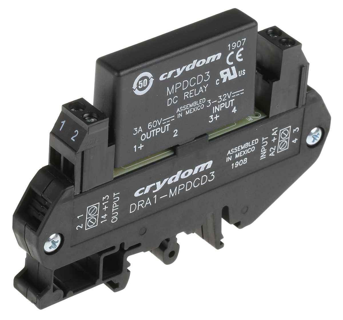 Sensata / Crydom DRA1-MP Solid State Interface Relay, Control:32V dc DIN Rail Screw
