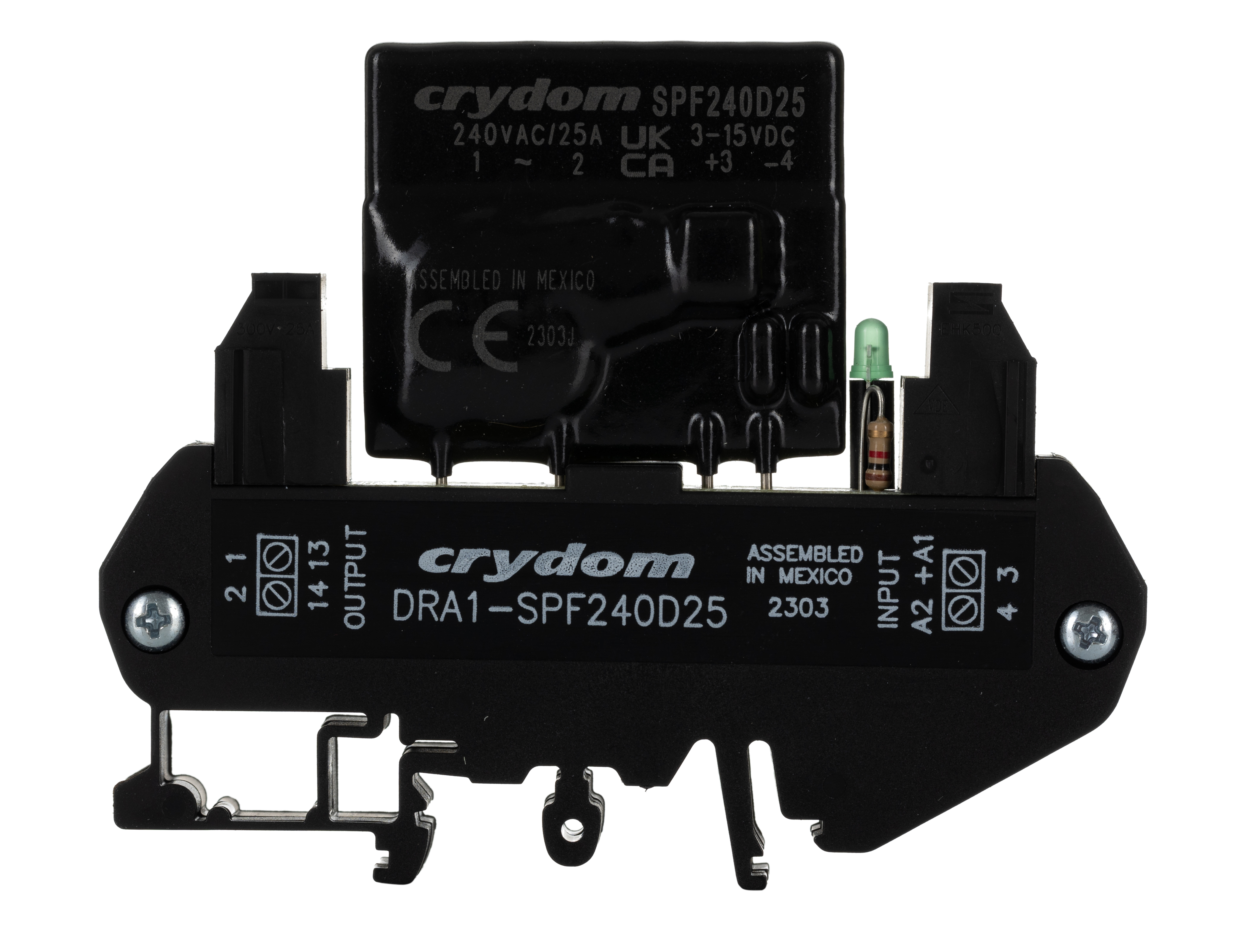dra1-spf240d25 Sensata / Crydom DRA1 SPF Solid State Interface Relay, Control:15V dc DIN Rail Screw