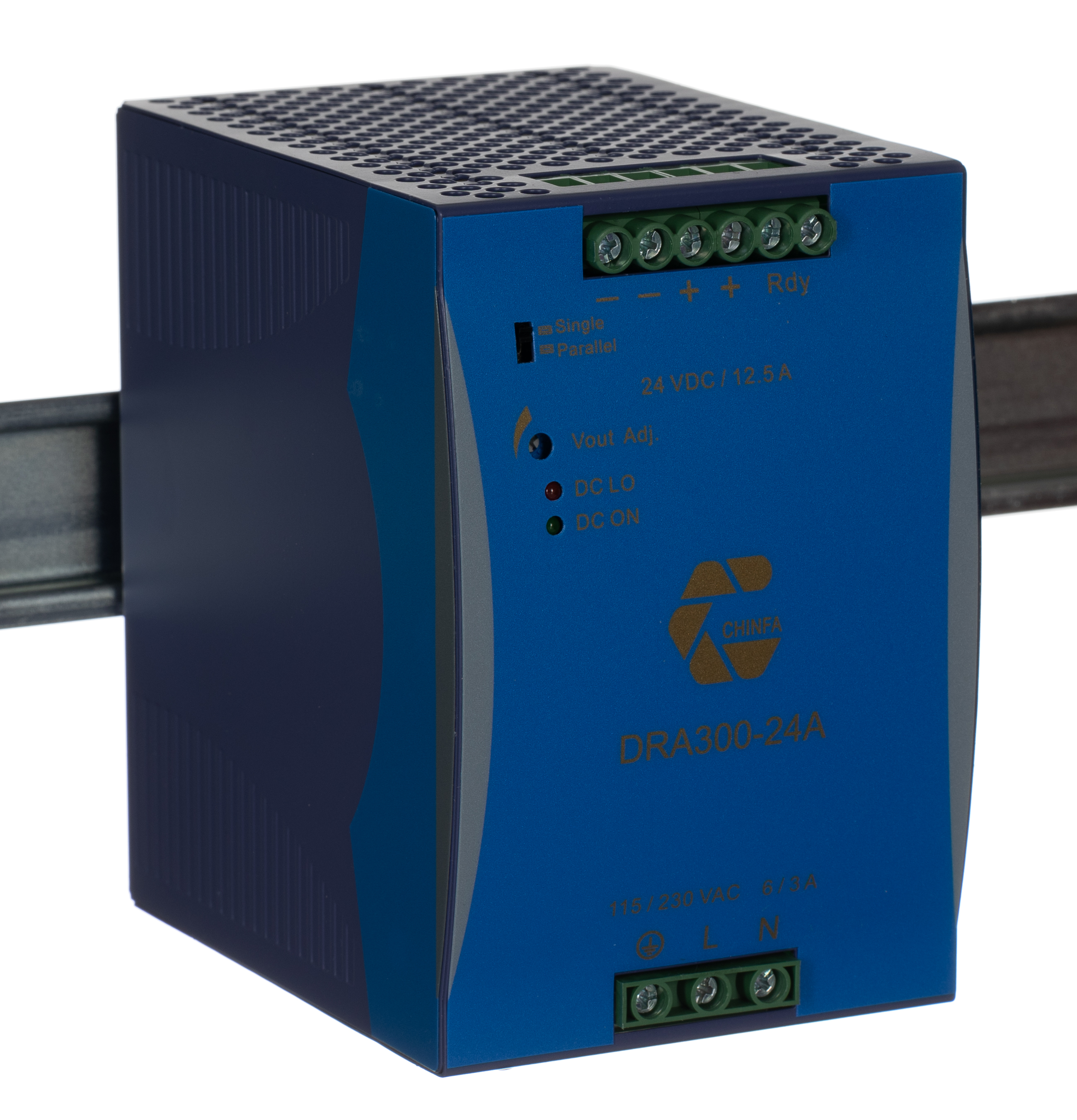 Chinfa DRA300 DIN Rail Power Supply 264V ac AC Input 24V dc, 12.5 A Output DC 300 W