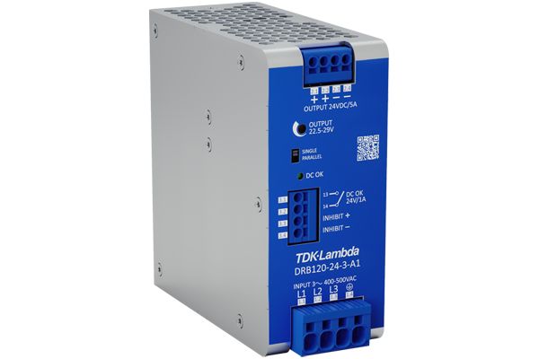 TDK-Lambda DRB120/240-3 DIN Rail DIN Rail Power Supply 575V ac AC Input 12V dc, 10 A Output DC 120 W