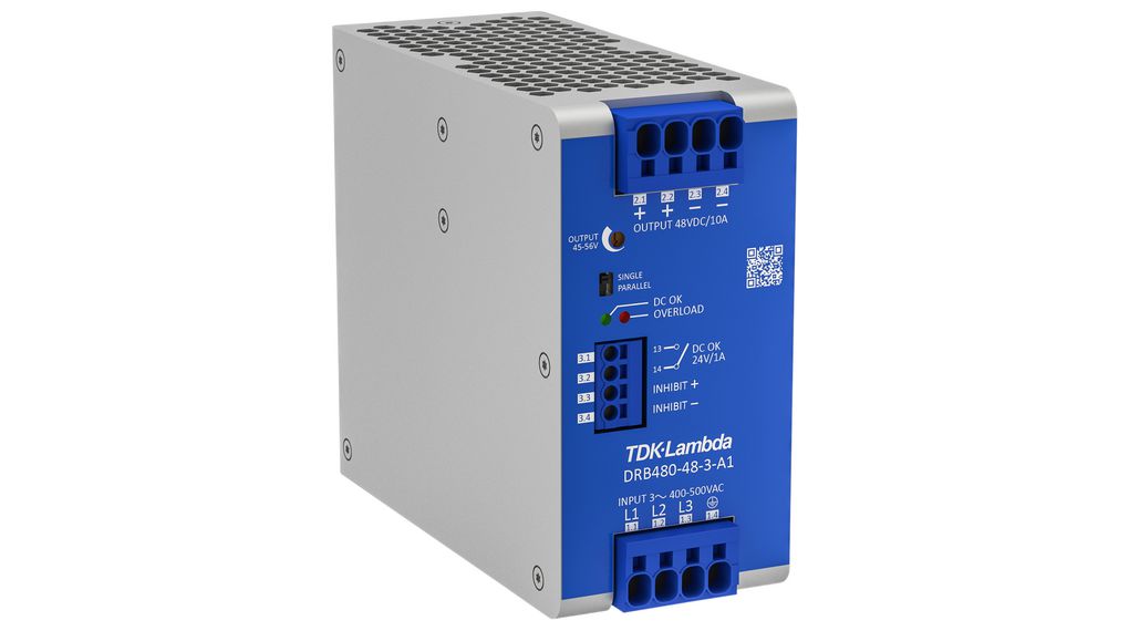 TDK-Lambda DRB DIN Rail DIN Rail Power Supply 400V ac AC Input 24V, 20 A Output DC 480 W