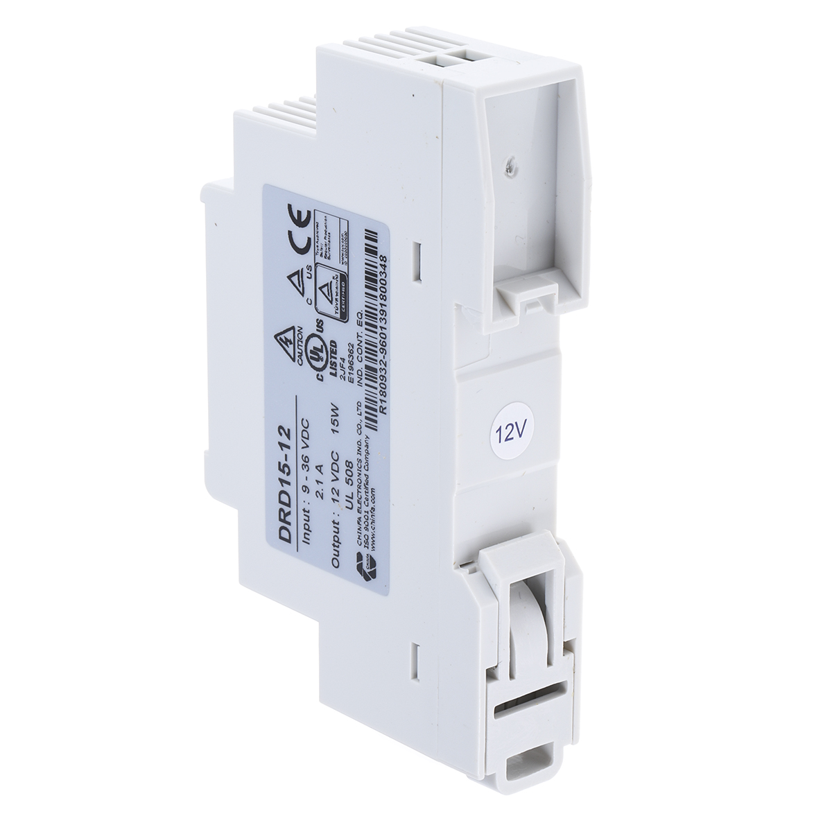 drd15-12 Chinfa DRD15 DC/DC Converter, 12V dc/ 1.25 A, 36V dc Input, 24V dc Input, DIN Rail 15 W, 71 °C Max Temp 71 °C Min Temp