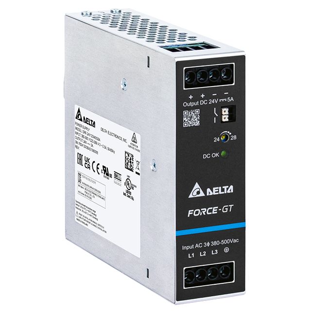 Delta Electronics DRF-120W DIN Rail DIN Rail Power Supply 2264V ac AC Input 24V dc, 5 A Output DC 120 W