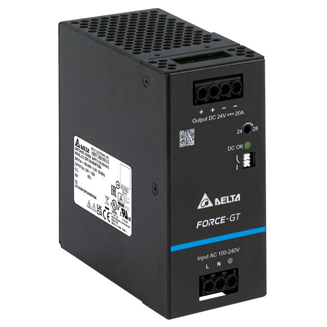 Delta Electronics DRF-480W DIN Rail DIN Rail Power Supply 264V ac AC Input 24V dc, 20 A Output DC 480 W
