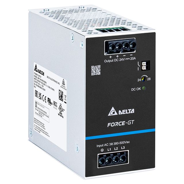 Delta Electronics DRF-480W DIN Rail DIN Rail Power Supply 575V ac AC Input 24V dc, 20 A Output DC 480 W