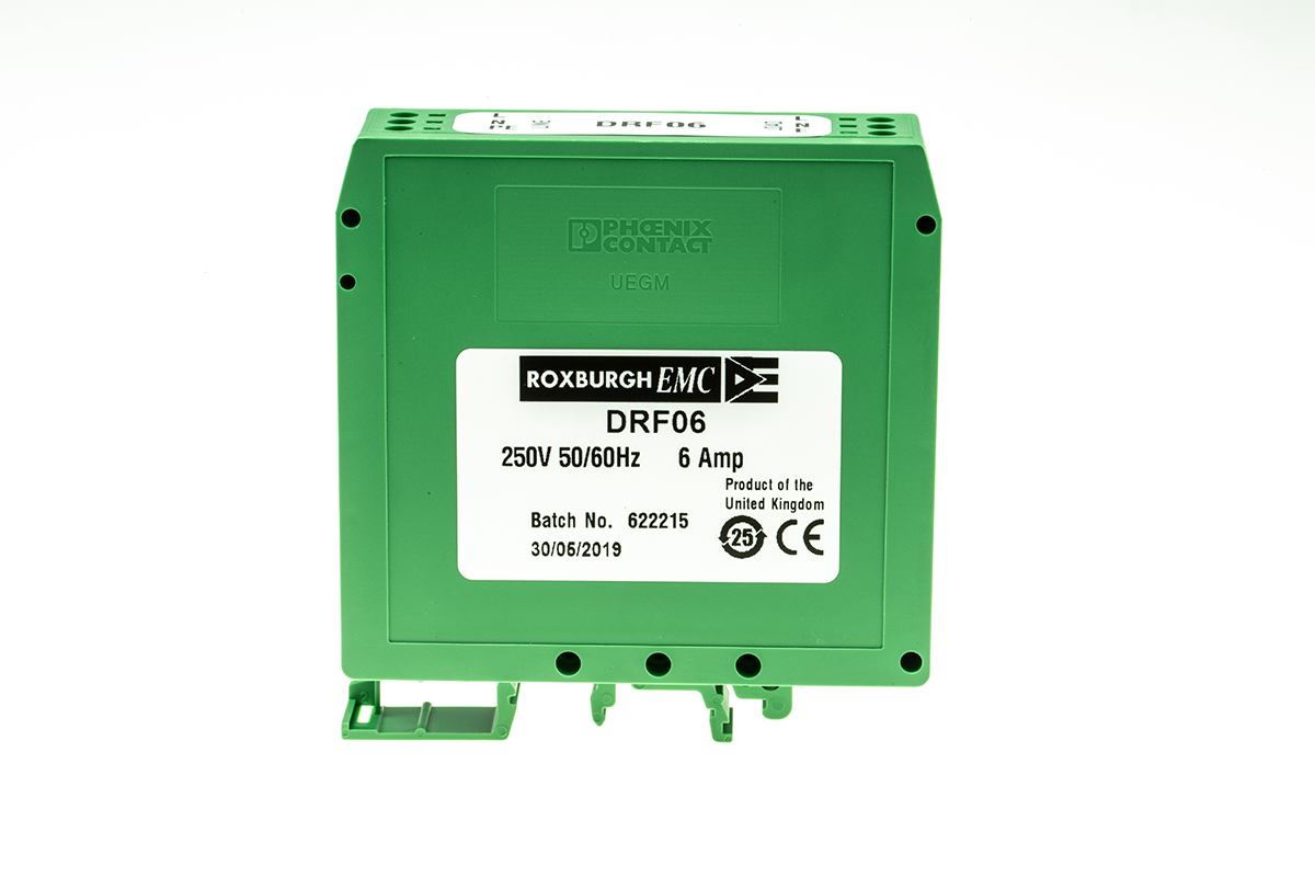Roxburgh EMC, DRF 6 A 250V ac 0Hz, 440 Hz, DIN Rail RFI Filter, Screw 1 Phase