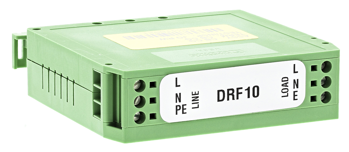 Deltron, DRF 10 A 250V ac 440Hz, DIN Rail EMI Filter, Screw 1 Phase