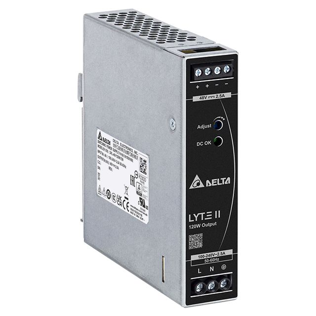 Delta Electronics DRL Switched Mode DIN Rail Power Supply 264V ac AC Input 48V dc, 2.5 A Output DC 120 W